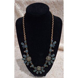 J.Crew Statement Necklace With Blue & Rhinestone Embellishments